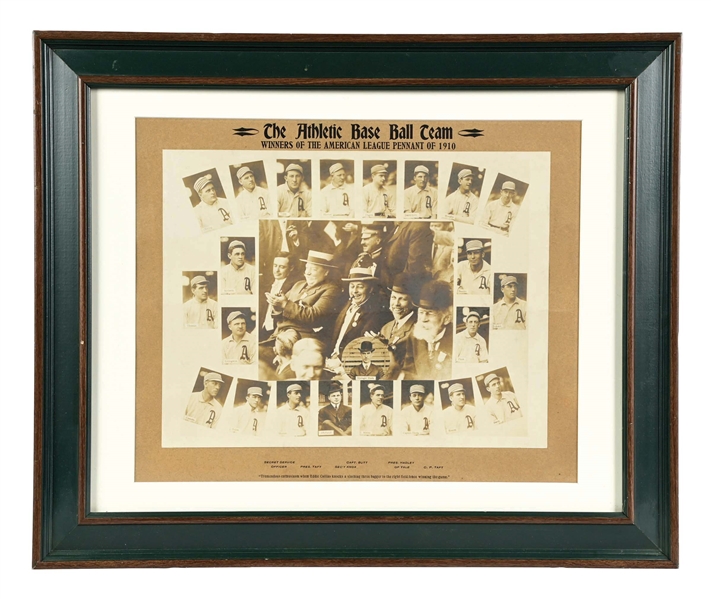 VINTAGE GEL PRINT OF THE ATLANTIC BASEBALL TEAM, WINNERS OF THE AMERICAN LEAGUE PENNANT OF 1910, THE PHILADELPHIA ATHLETICS