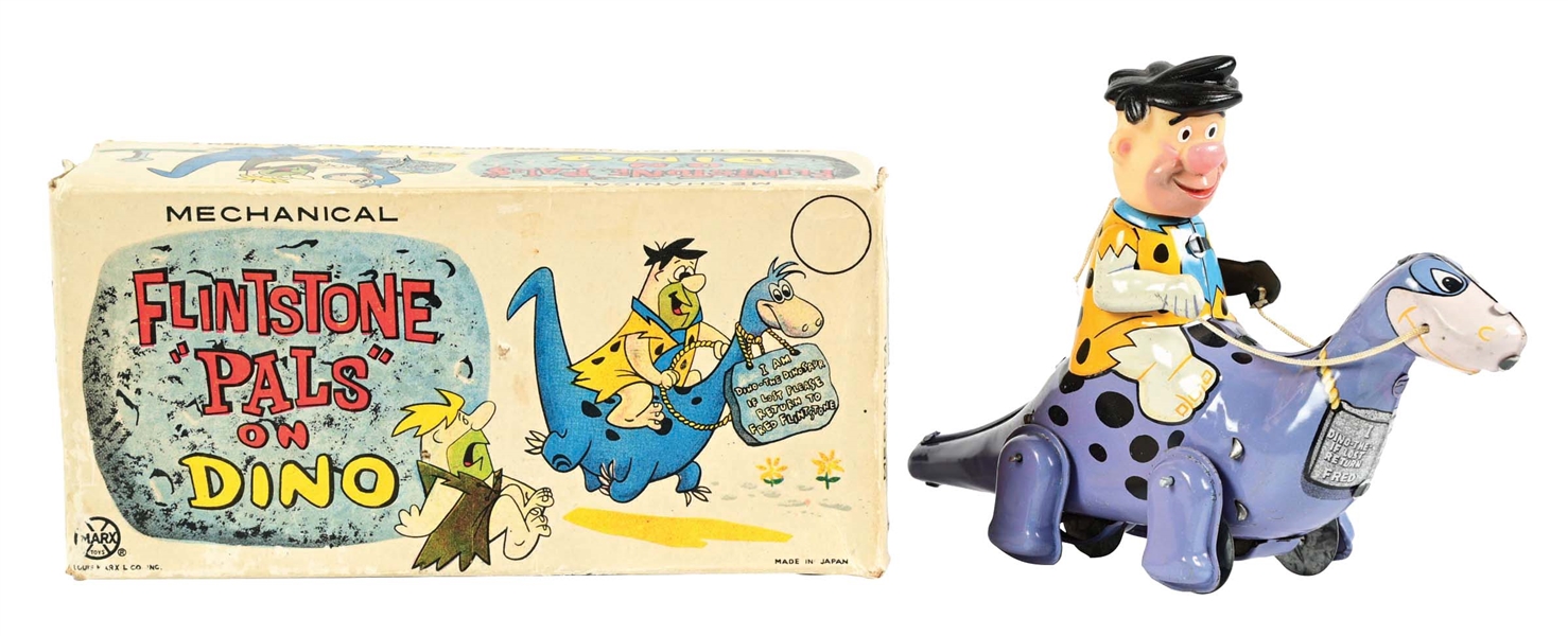 MARX TIN LITHO WIND-UP FLINTSTONE PALS ON DINO