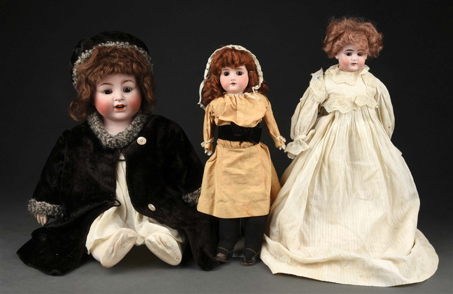 LOT OF 3: ASSORTED GERMAN SHOULDER HEAD DOLLS