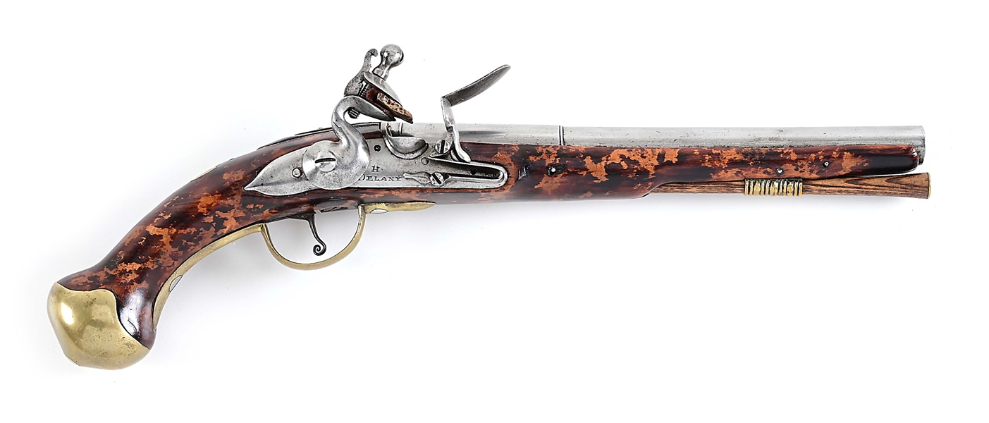 (A) DELANY HORSE PISTOL WITH GAGE FAMILY TIES.