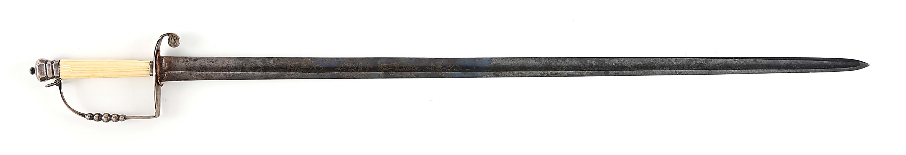 SILVER, PILLOW-POMMEL SWORD FOR US INFANTRY OFFICERS, WAR OF 1812 ERA.