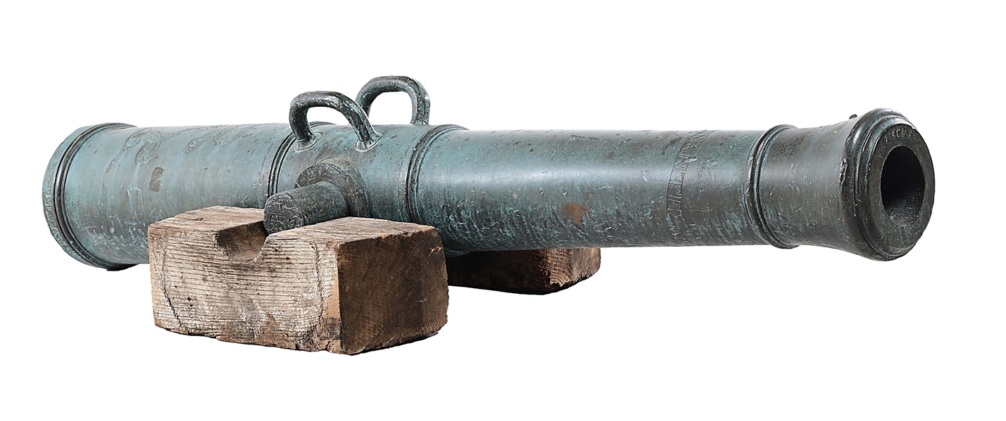 (A) EXTREMELY RARE, FRENCH BRONZE 4-POUNDER GRIBEAUVAL CANNON DATED 1765.