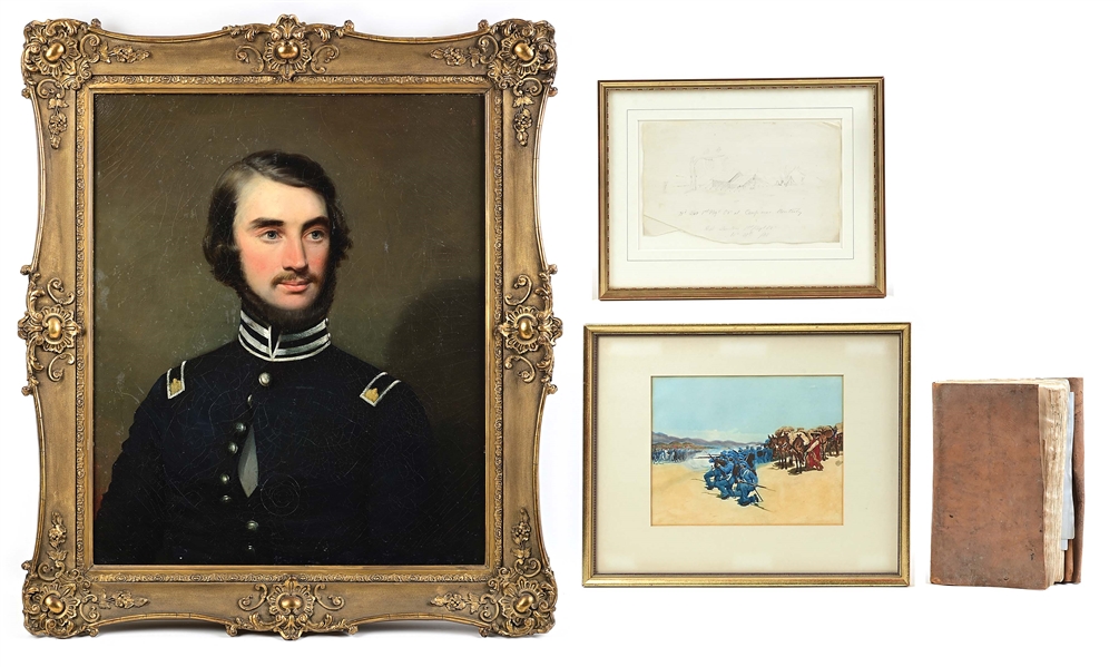 MAJOR LUTHER GIDDINGS 1846 PORTRAIT AND MEXICAN WAR MEMORABILIA.