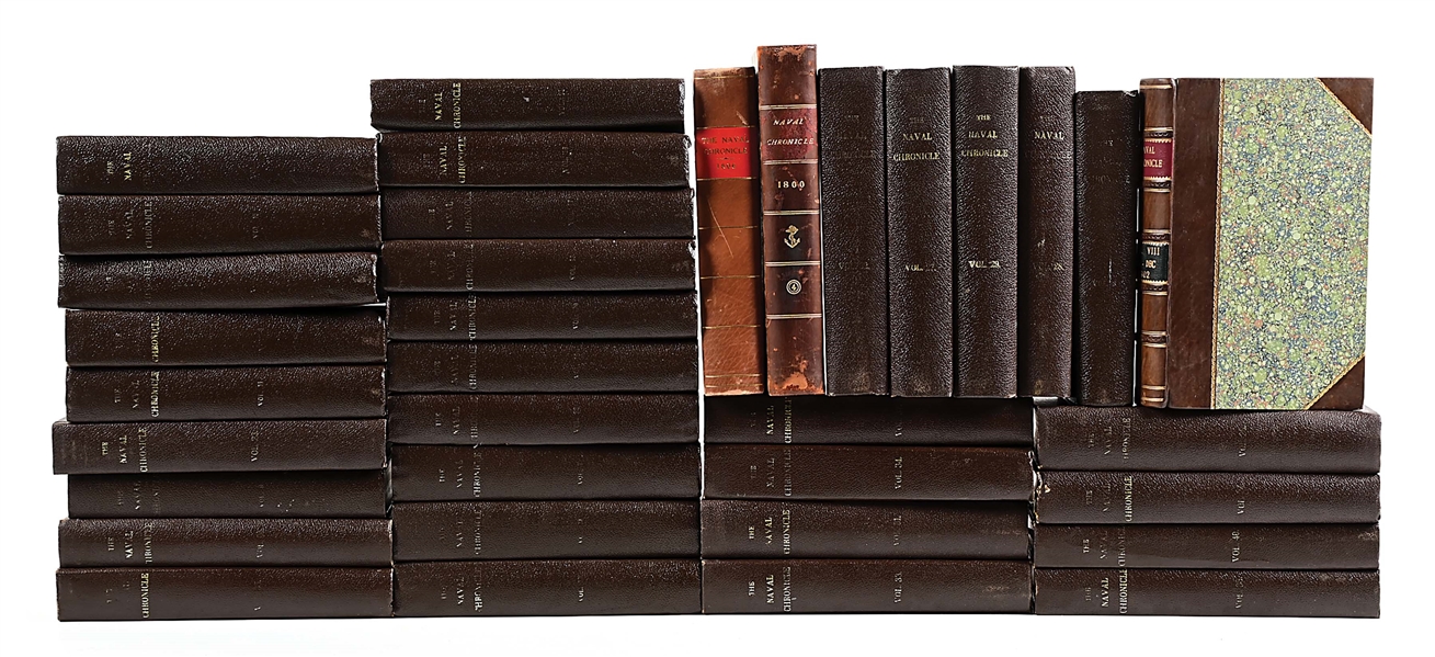 THE NAVAL CHRONICLE, 1799-1818.  A COMPLETE SET OF 40 VOLUMES.