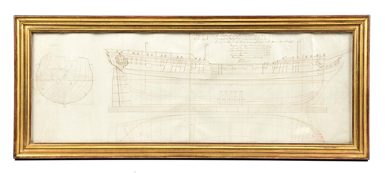 A 1776 ADMIRALTY DRAUGHT OF AN 18-GUN SLOOP-OF-WAR.