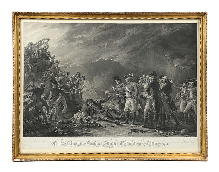 TRUMBULLS PRINT OF THE SIEGE OF GIBRALTAR DURING THE REVOLUTIONARY WAR.