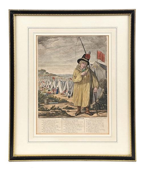 BRITISH CARICATURE PRINT OF "THE ARTILLERY DRIVER", C. 1795.