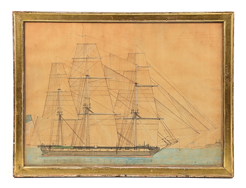 JACOB MULL. THE UNITED STATES SLOOP CONCORD ENTERING PORTSMOUTH HARBOR, 1833