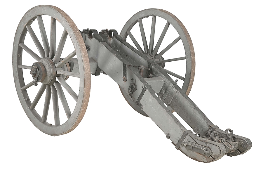 AN EXTREMELY RARE U.S. ARMY 6 POUNDER CANNON CARRIAGE, DATED 1828.