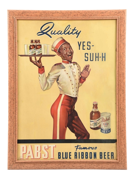 PABST BLUE RIBBON BEER "YES SUH-H" FRAMED ADVERTISEMENT