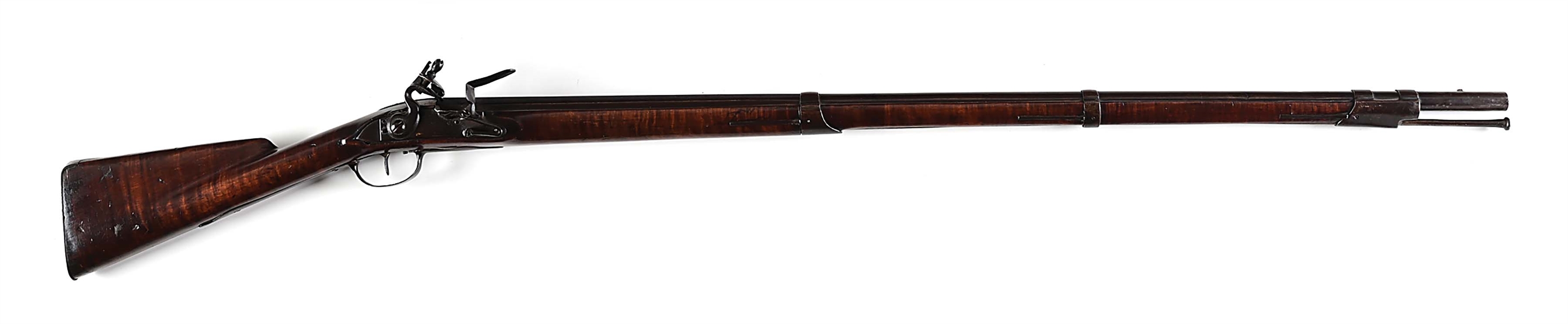 (A) AMERICAN TIGER MAPLE STOCKED FRENCH MODEL 1728 FLINTLOCK MUSKET.