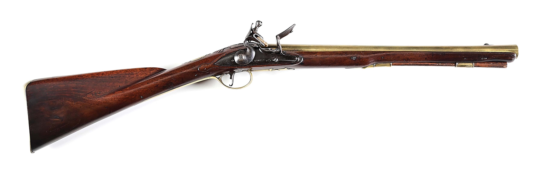 (A) RARE BRASS BARRELED BRITISH FLINTLOCK COACH GUN BY HADLEY WITH UNIQUE MECHANISM.