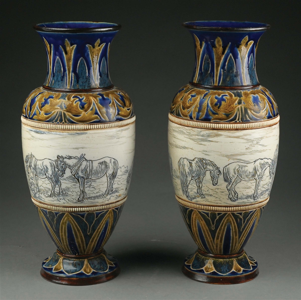 LOT OF 2: MOUNUMENTAL ROYAL DALTON VASES