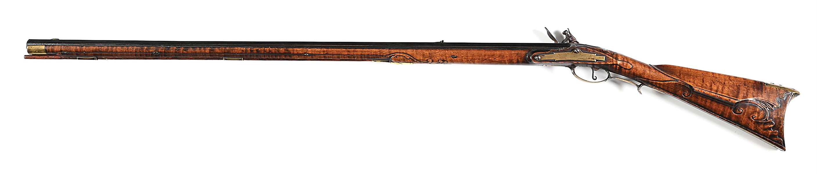 Lot Detail - (A) RESTOCKED GEORGE SHROYER FLINTLOCK KENTUCKY RIFLE.