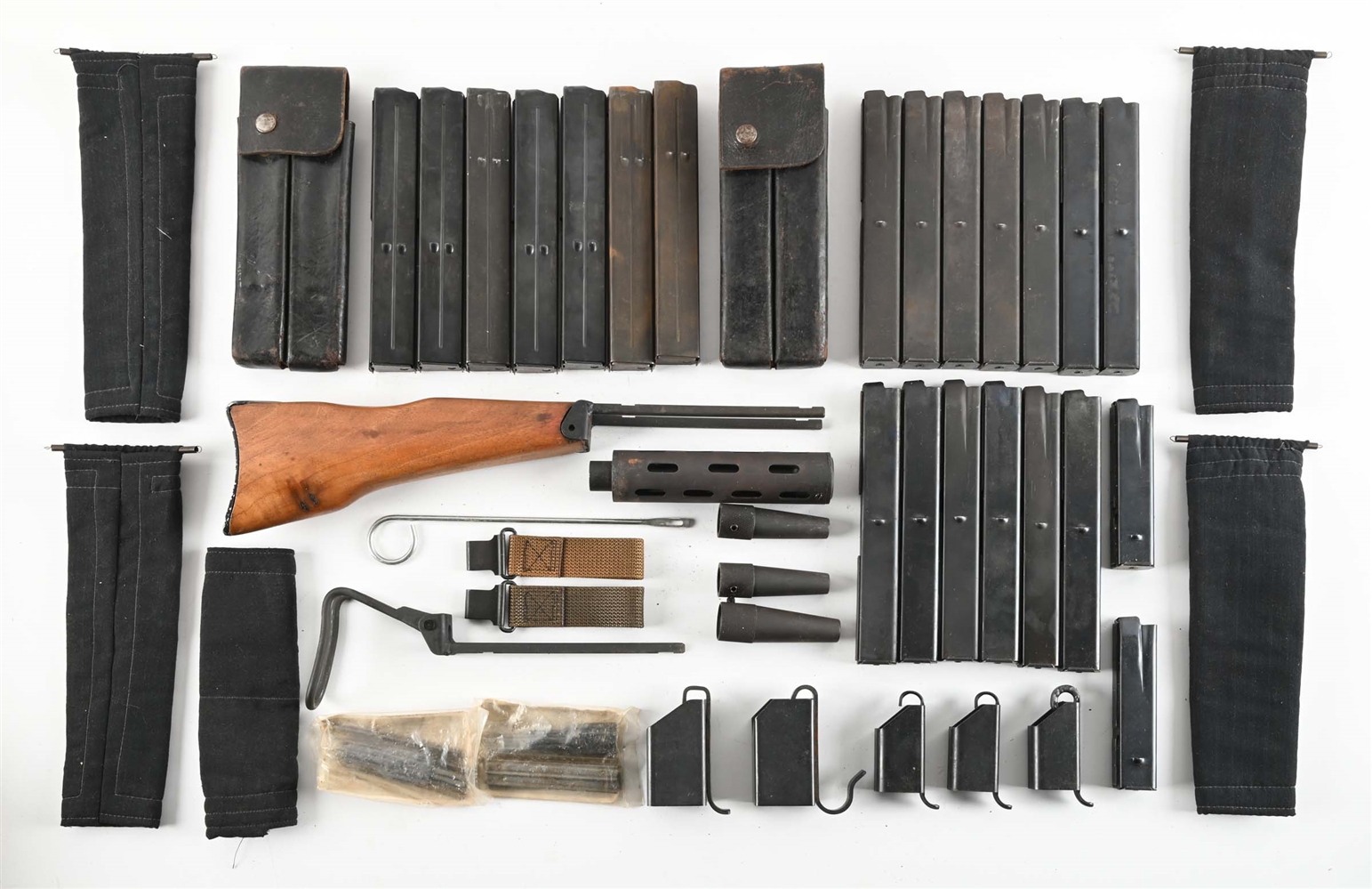 LARGE LOT OF ORIGINAL COBRAY M-11 .380 ACP MACHINE GUN MAGAZINES AND OTHER MAC ACCESSORIES.