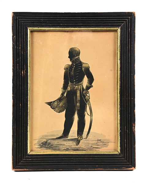 MASTER HUBARD SILHOUETTE OF AN 1820S US ARMY OFFICER.