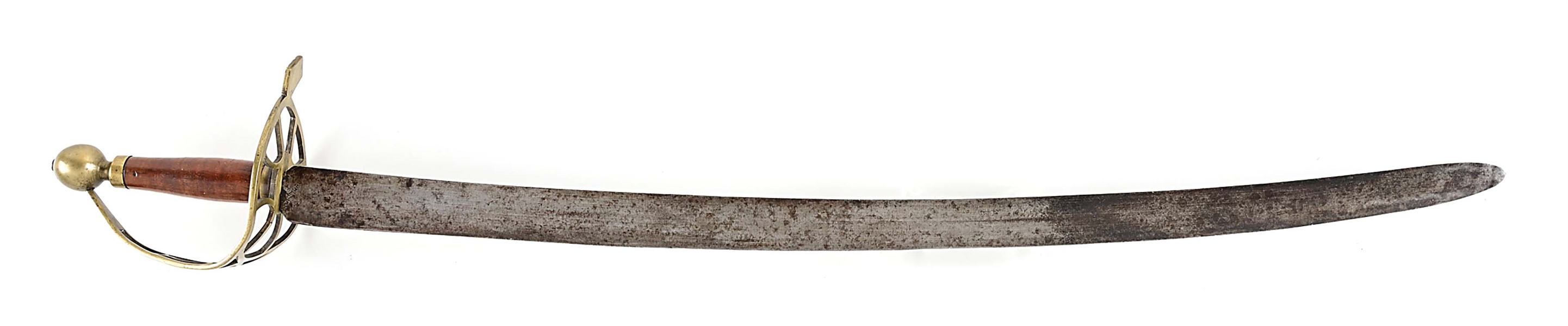 A NEW ENGLAND, FULL WAGON WHEEL SABER, LAST QUARTER, 18TH CENTURY.