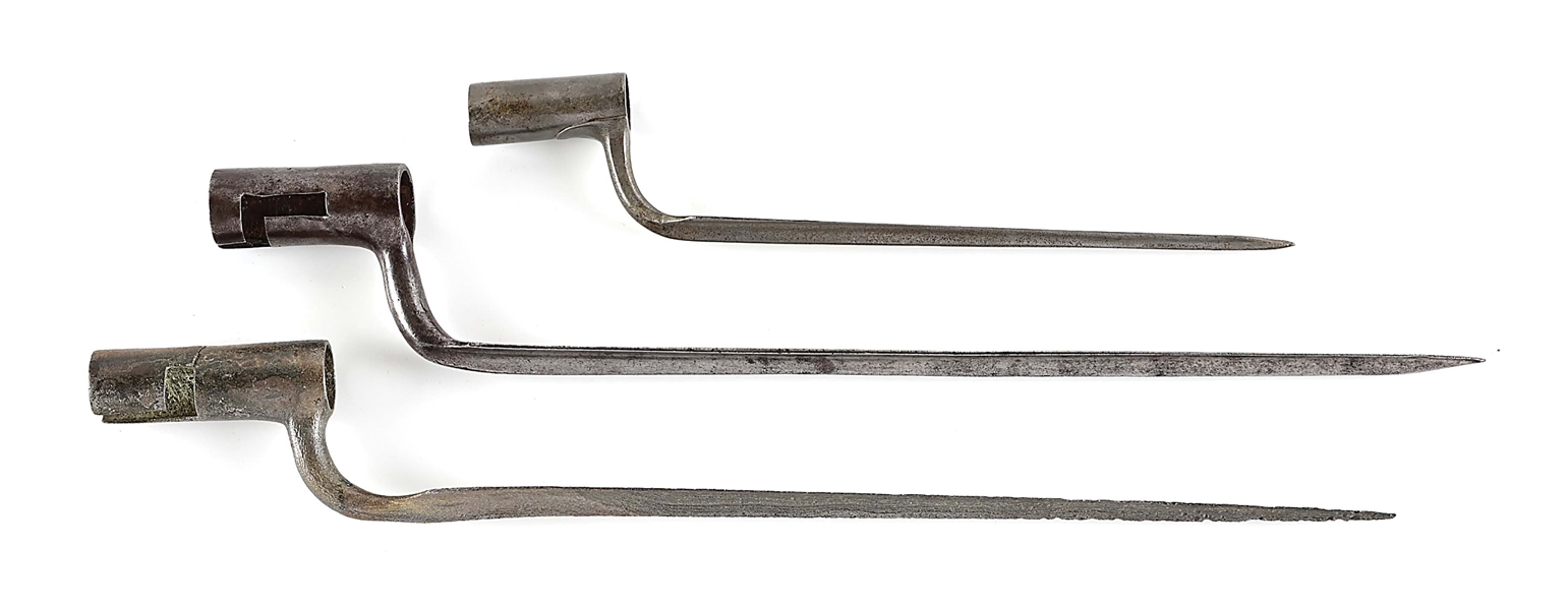 LOT OF 3: EARLY TO MID-18TH CENTURY FRENCH BAYONETS.