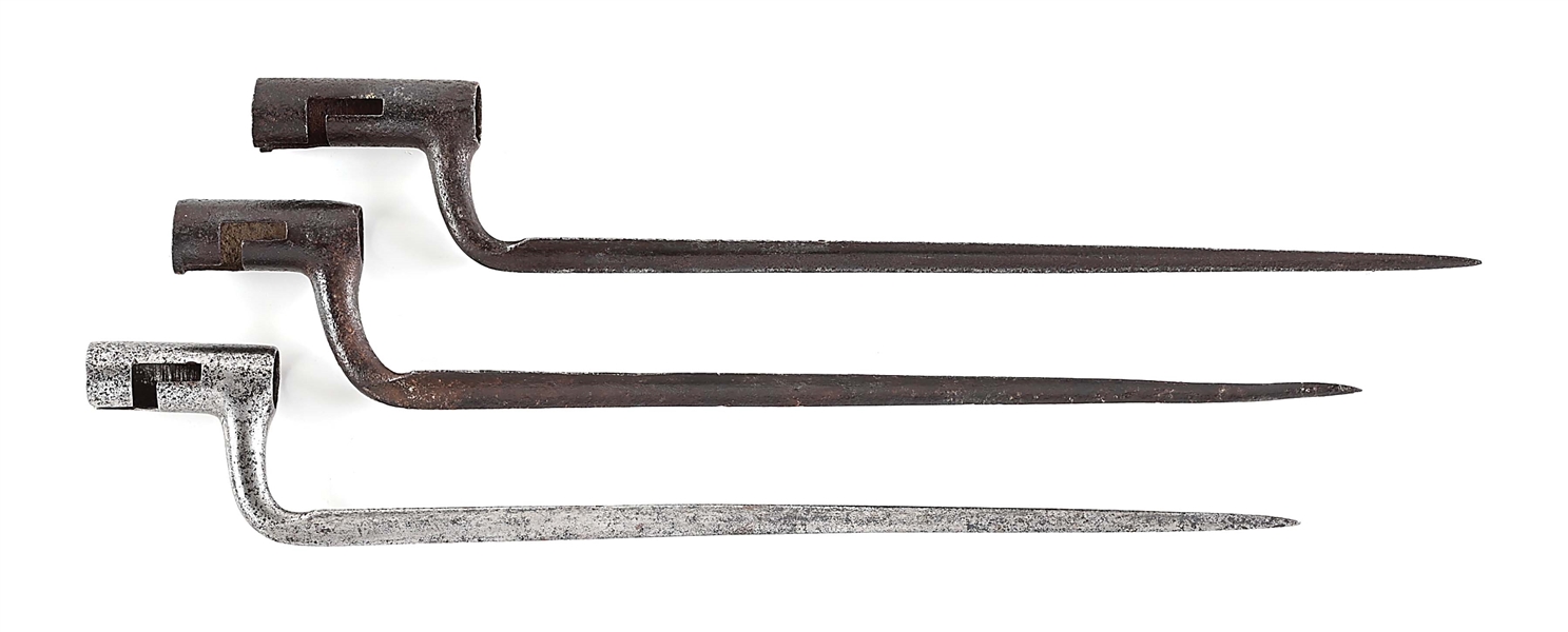 3 MARYLAND-MARKED SOCKET BAYONETS, WAR OF 1812 ERA.