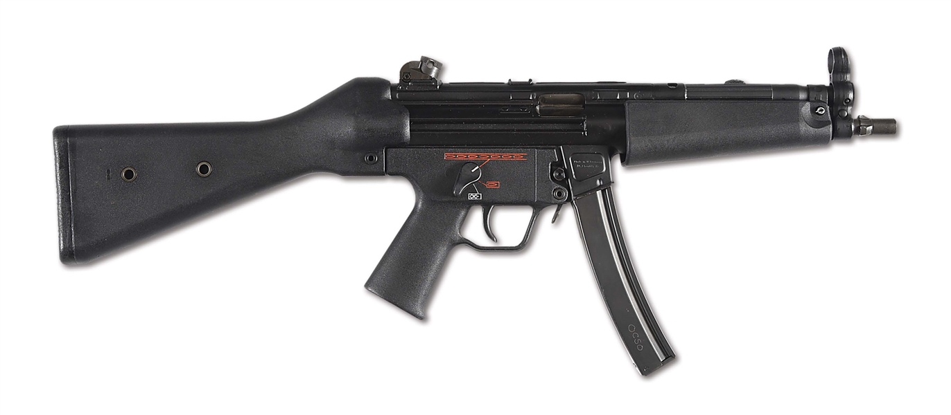 (N) FACTORY ORIGINAL HK MP5A2 MACHINE GUN (UNRESTRICTED - FULLY TRANSFERABLE) WITH ADVANCED ARMAMENT CORP SILENCER (TWO NFA ITEMS IN THIS LOT).