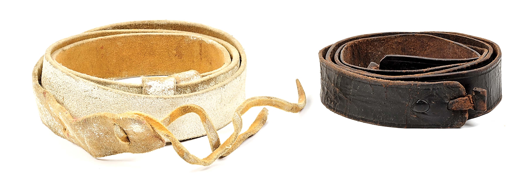 PAIR OF EARLY TO MID-19TH CENTURY BRITISH AND AMERICAN MUSKET SLINGS.