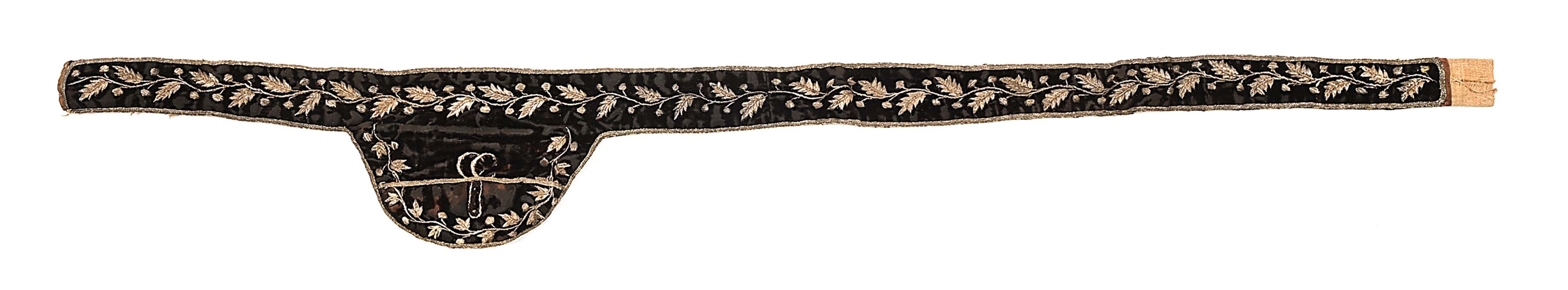 EARLY AMERICAN EMBROIDERED SWORDBELT 1810-1820.