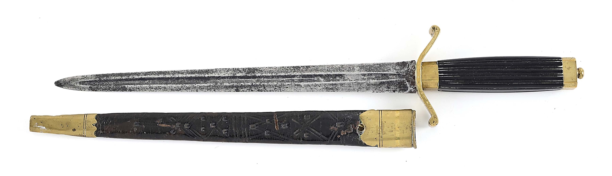 BRITISH PILLOW POMMEL NAVAL DIRK WITH SCABBARD AND ANCHOR HILT. 1790-1815.