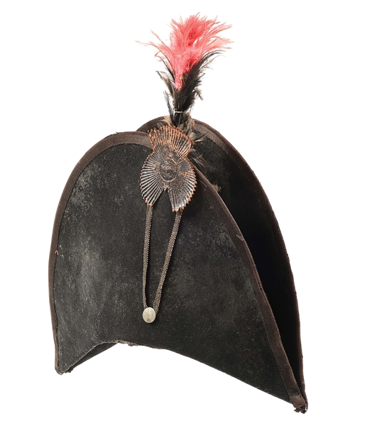 WAR OF 1812 AMERICAN "CHAPEAU BRAS" WITH PLUME, 1804-1815.