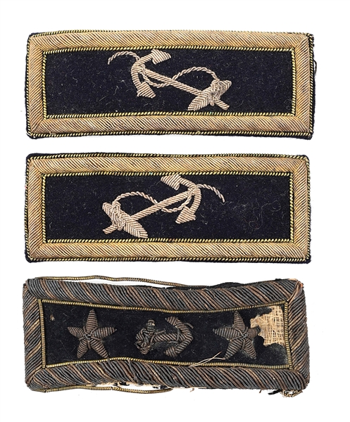 U.S. NAVY OFFICERS SHOULDER STRAPS OF CIVIL WAR ERA. LOT OF 3.