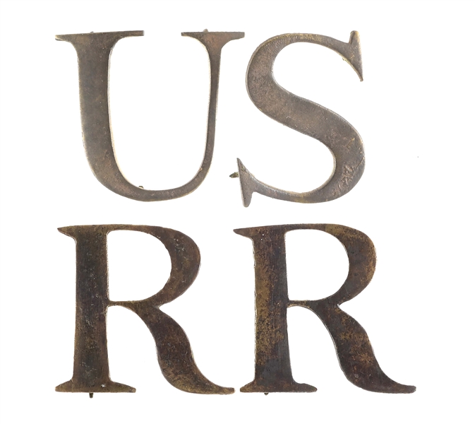 A COMPLETE "USRR" SET OF CAP LETTER FOR THE U.S. RIFLE REGIMENT, 1808.