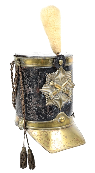 VOLUNTEER MILITIA ARTILLERY SHAKO WITH POMPOM, C. 1840.