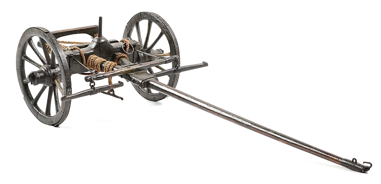 AN 18TH C. ARSENAL MODEL OF A FRENCH LIMBER FOR A FIELD GUN.