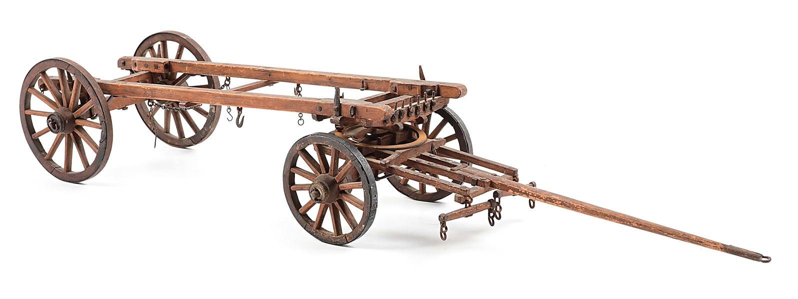 EARLY 19TH C. ARSENAL MODEL OF A MORTAR CARRIAGE OR "CHARIOT DE WAGON"