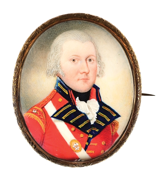 MINIATURE OF LIGHT INFANTRY OFFICER, 23RD ROYAL WELSH FUZILEERS. C. 1790.