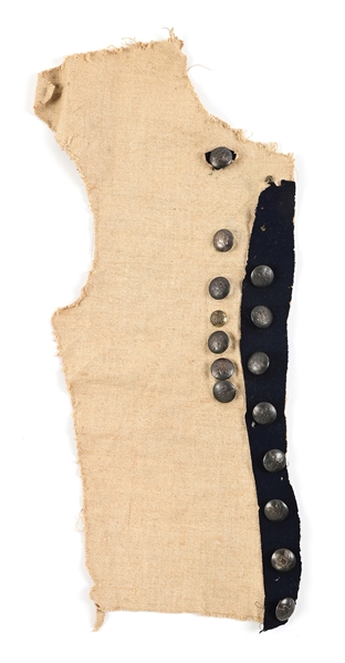 1830S US INFANTRY OFFICERS SILVERED BUTTONS (15) ON UNIFORM REMNANT.