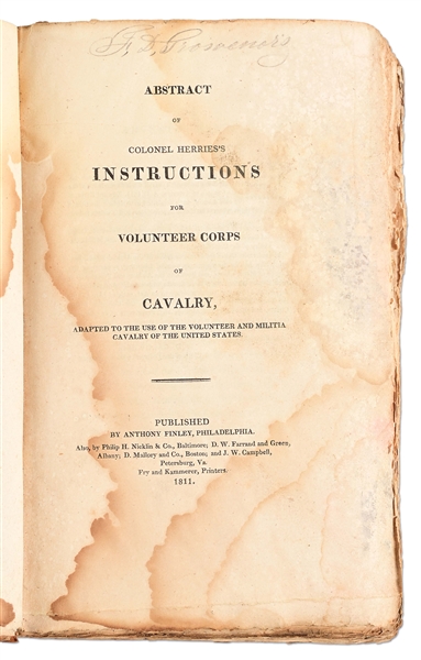 [WAR OF 1812]. HERRIES INSTRUCTIONS FOR VOLUNTEER TROOPS OF CAVALRY.