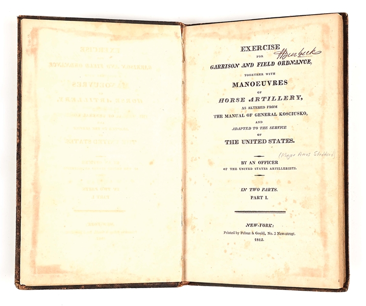 EXTREMELY RARE AMERICAN MANUAL: EXERCISE FOR GARRISON AND FIELD ORDNANCE. 1812