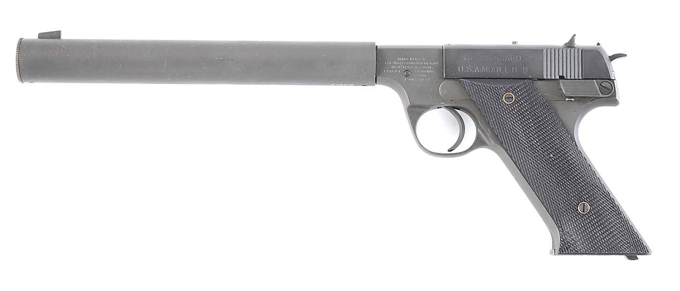 (N) VERY RARE AND HIGHLY DESIRABLE SILENCED WWII OSS HI-STANDARD MODEL H-D MS PISTOL (SILENCER).