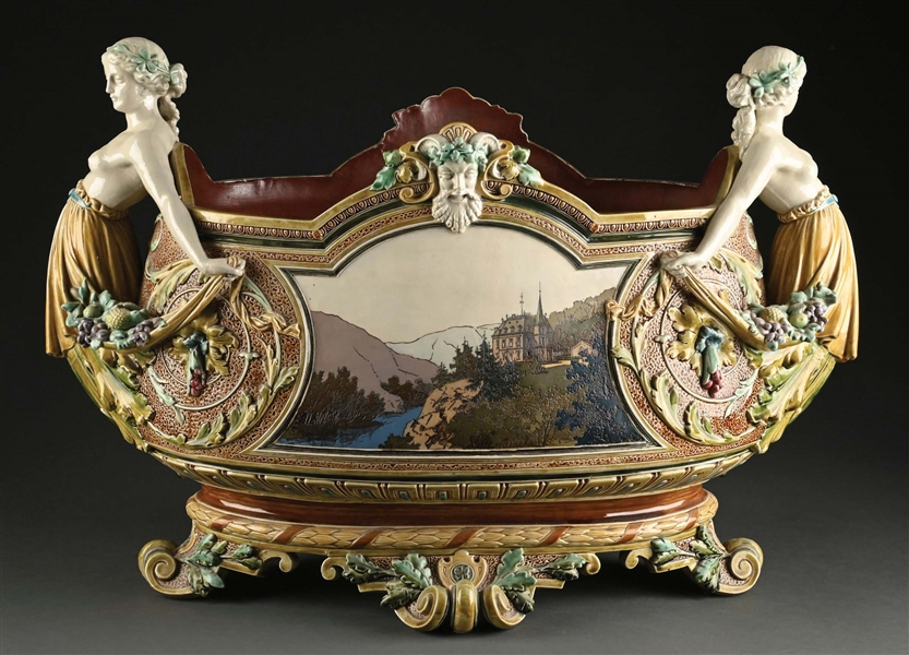 MONUMENTAL "METTLACH" VILLEROY & BOCH JARDINIERE