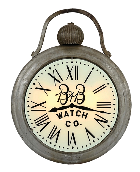 B&B WATCH CO. LIGHT-UP CLOCK TRADE SIGN