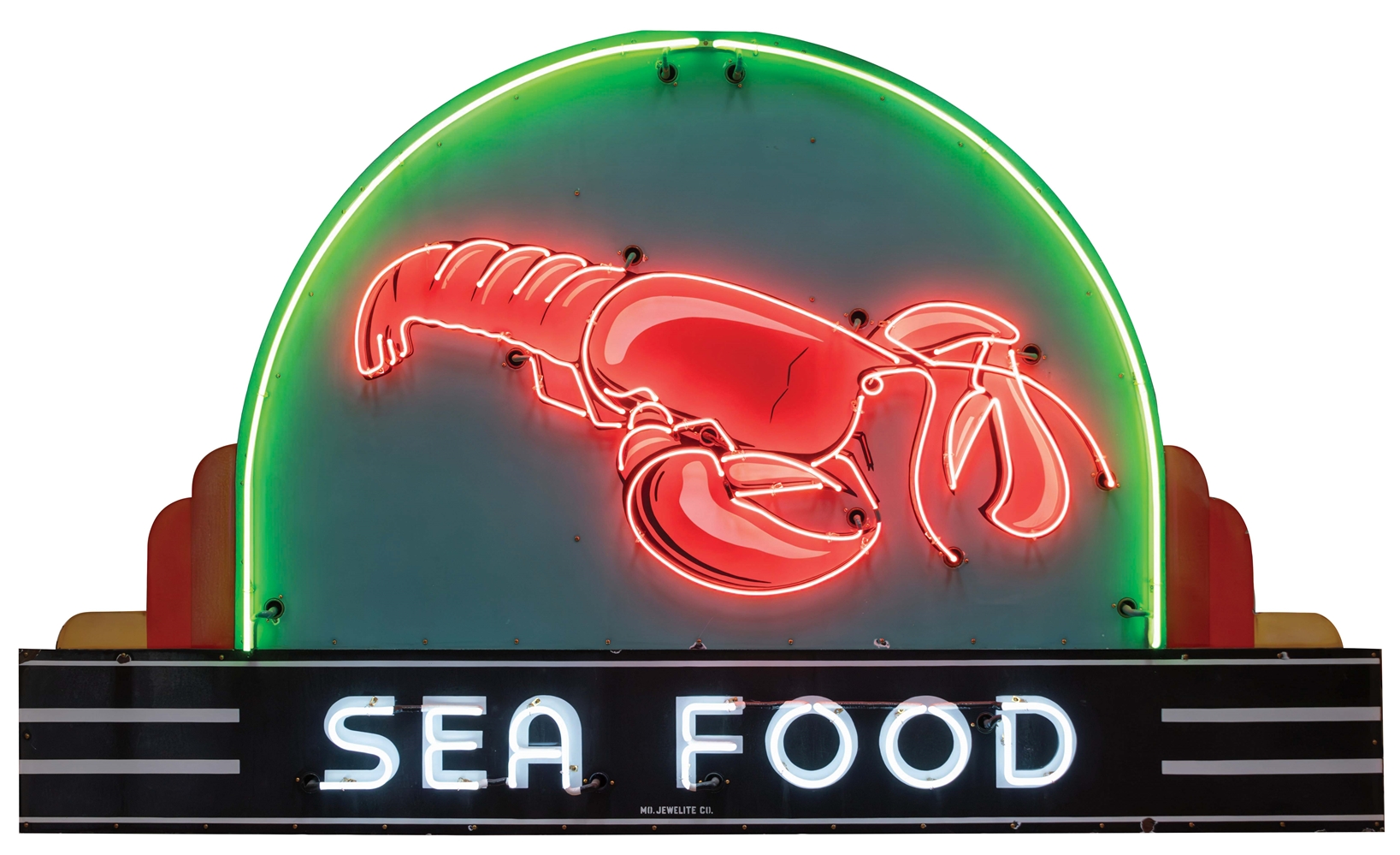 SEAFOOD PORCELAIN NEON SIGN W/ LOBSTER GRAPHIC