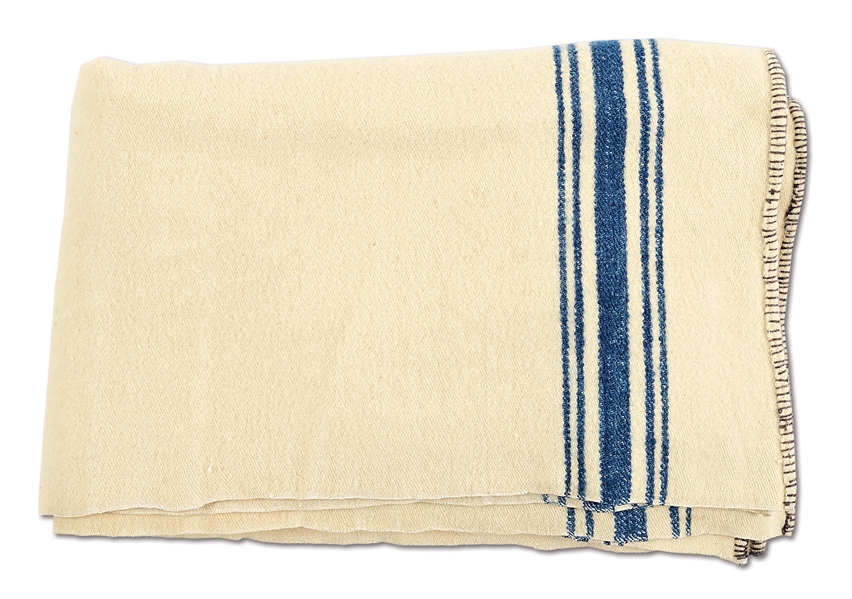 AN EARLY AMERICAN STRIPED BLANKET WITH CENTER-SEAMING, 1770-1830.