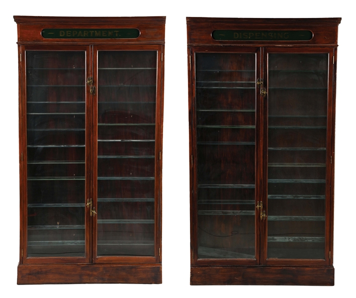 PAIR OF PHARMACEUTICAL WALL DISPLAY CABINETS