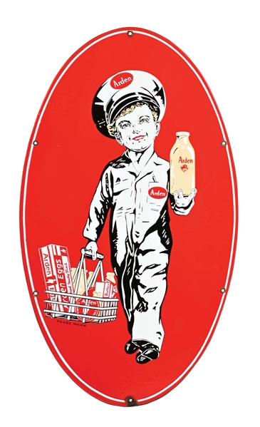 ARDEN MILK BOY PORCELAIN ADVERTISING SIGN