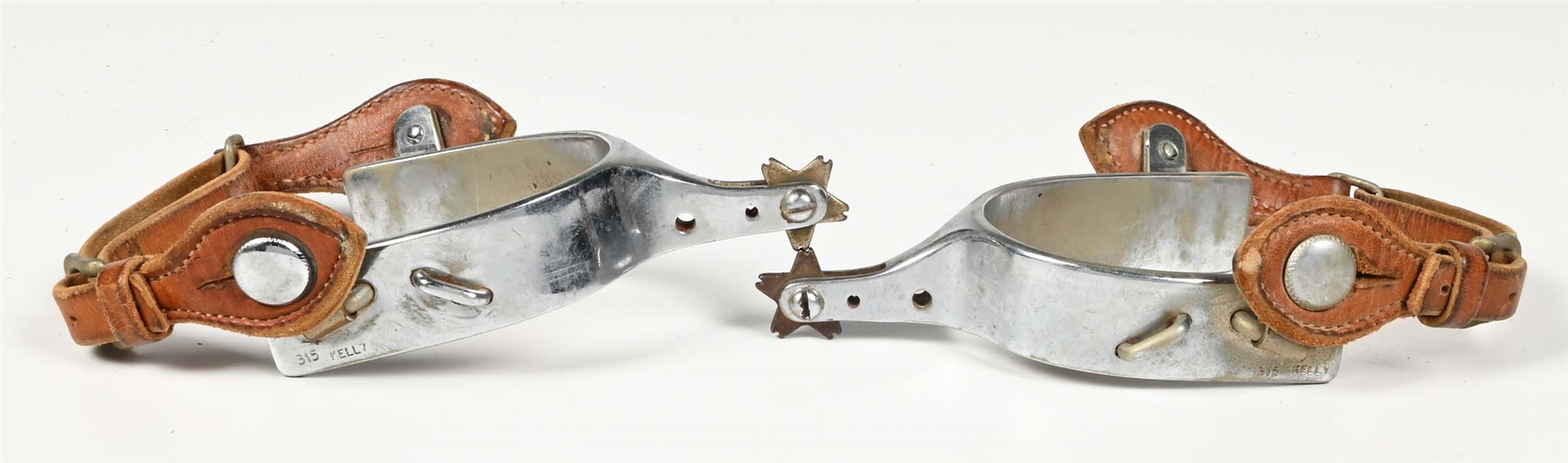 KELLY MARKED STAINLESS BRONC SPURS 