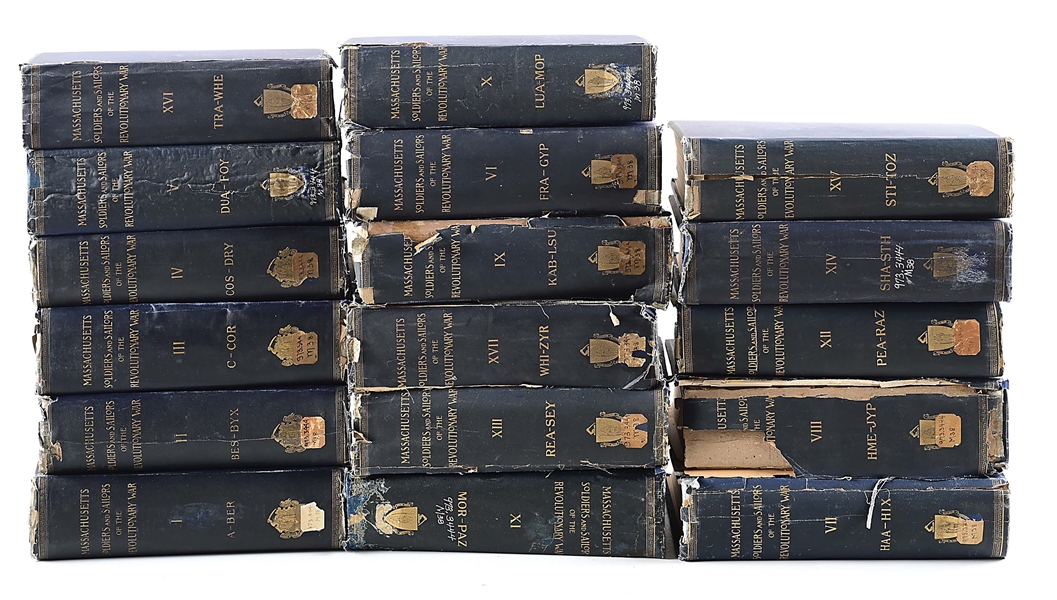 MASSACHUSETTS SOLDIERS & SAILORS OF THE AMERICAN REVOLUTION BOOKS, FULL SET.