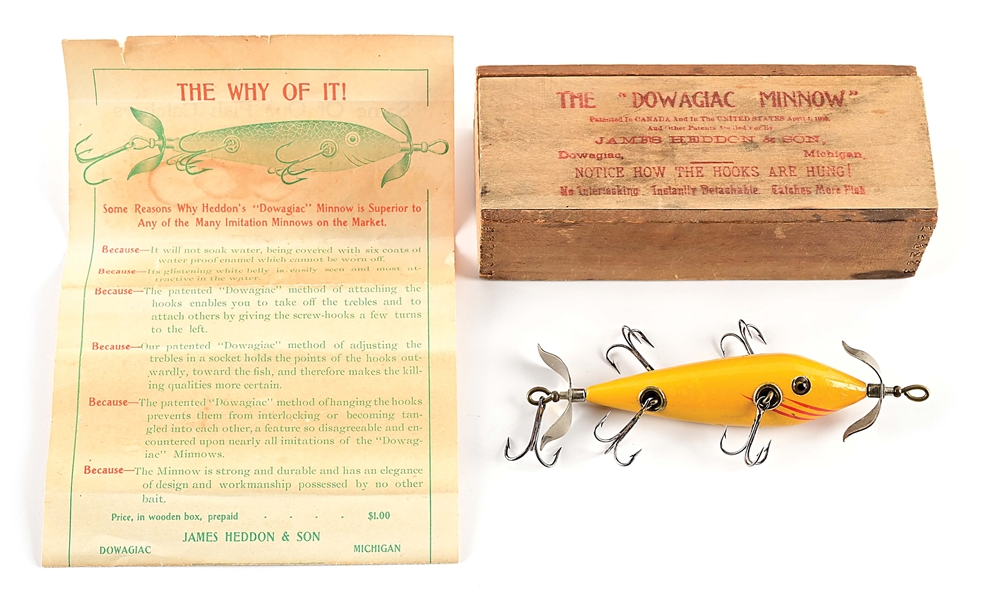EXTRAORDINARY HEDDON HI-FOREHEAD 150 MINNOW COMBO IN YELLOW