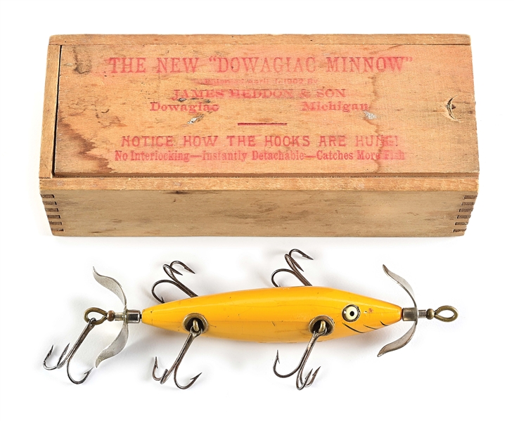 HEDDON INTRO 155 ALL BRASS MINNOW YELLOW IN BOX