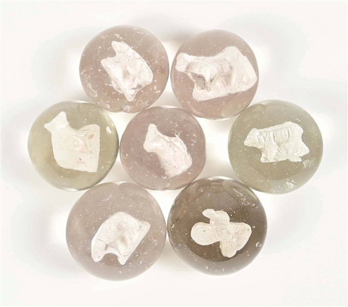 LOT OF 7: SULFIDE MARBLES