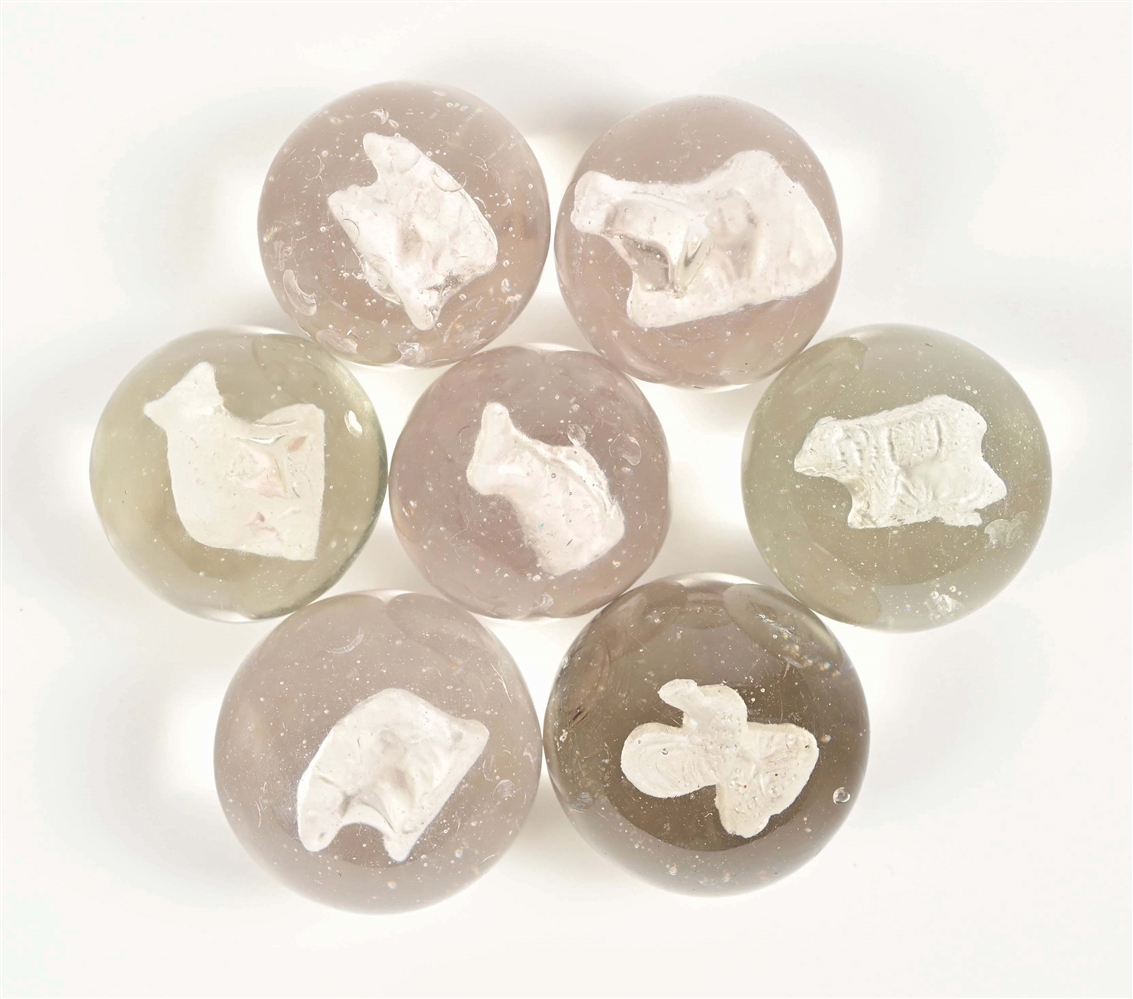 LOT OF 7: SULFIDE MARBLES